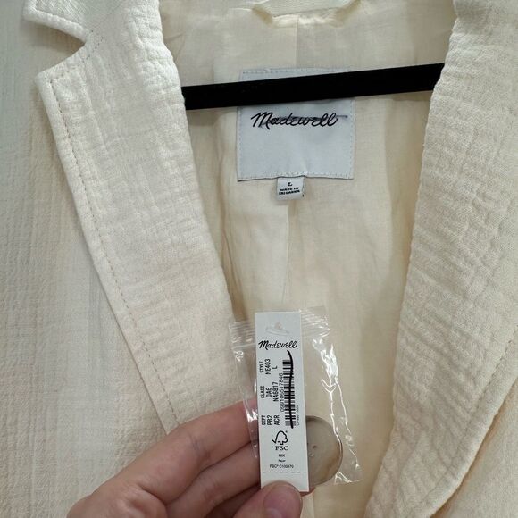 Madewell Larsen Relaxed Blazer Cotton/Linen Antique Cream - Picture 7 of 7